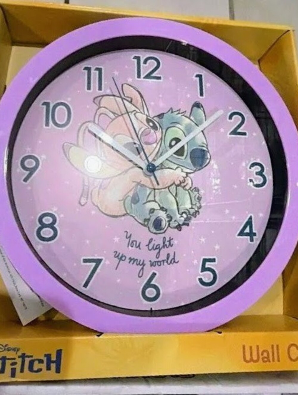 Disney Round Pink Stitch & Angel Wall Clock